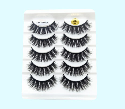 LuxuryGlow 3D Mink False Eyelashes – 5 Pairs Soft Cotton Band Lashes Set