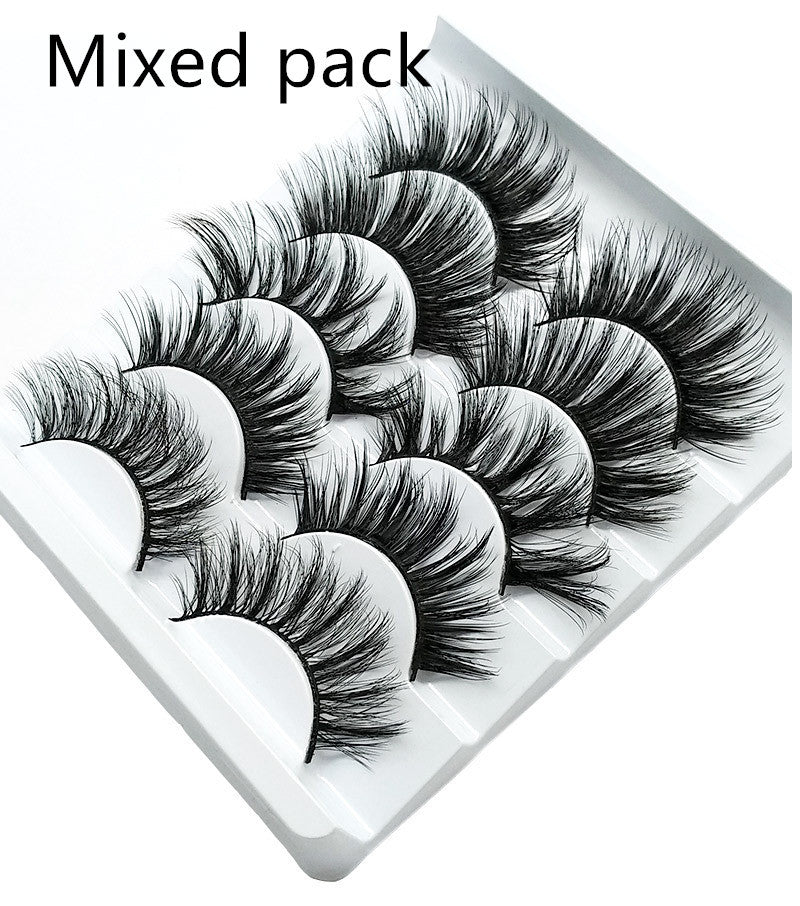 LuxuryGlow 3D Mink False Eyelashes – 5 Pairs Soft Cotton Band Lashes Set
