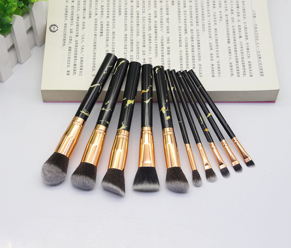 Juego de 15 brochas de maquillaje con diseño marmolado LuxuryGlow