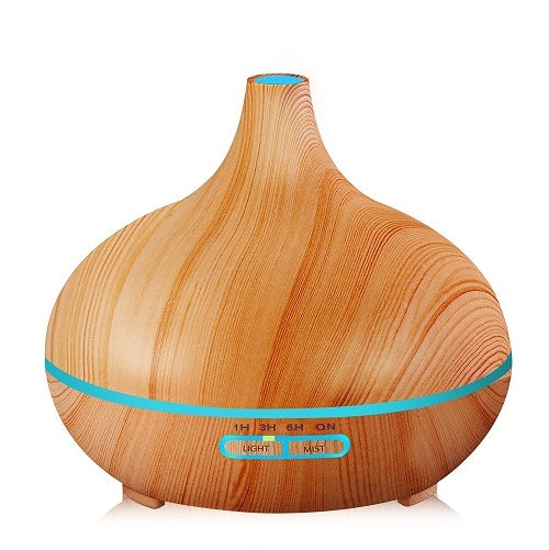موزع روائح عطرية بالموجات فوق الصوتية من LuxuryGlow Wood Grain مع جهاز تحكم عن بعد - مرطب 550 مل
