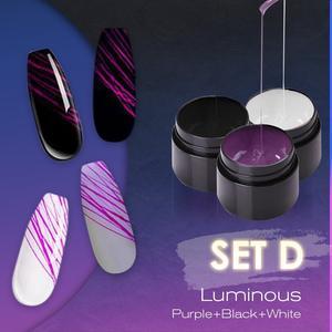 Set de geles de uñas LuxuryGlow Luminous Spider: gel UV con efecto de dibujo para decoración de uñas