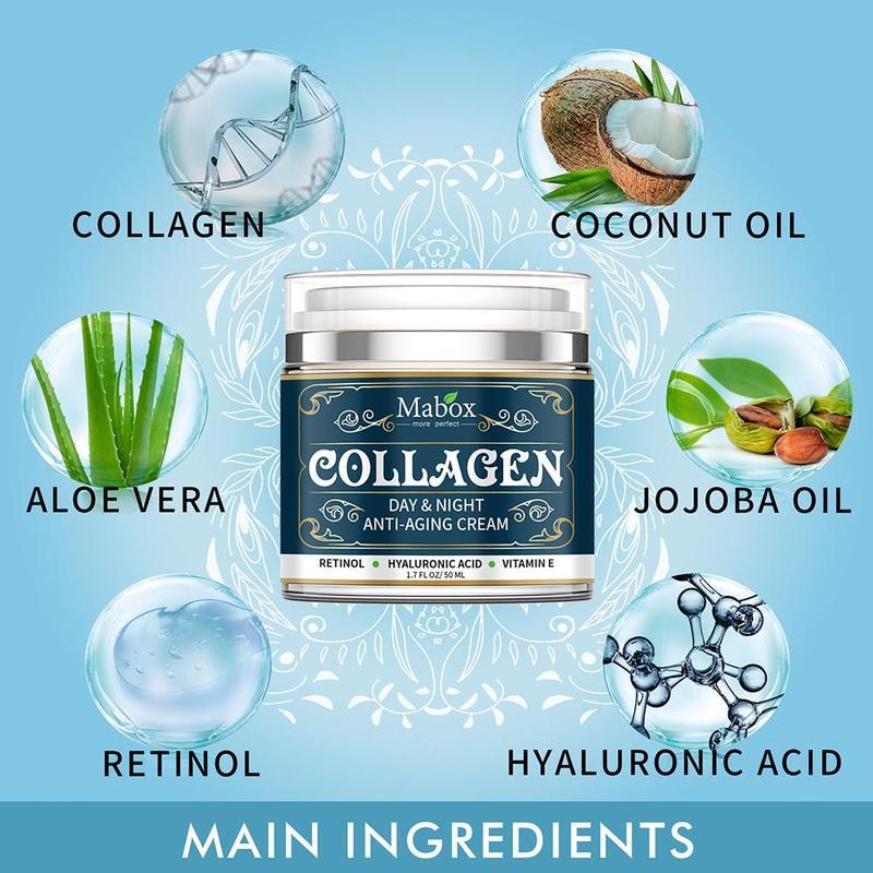Crema hidratante antiedad con colágeno Mabox: cuidado facial y de cuello de día y de noche