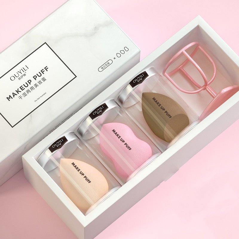OUYILI Beauty Egg - Esponjas de maquillaje tipo huevo con forma de calabaza y limpiador opcional