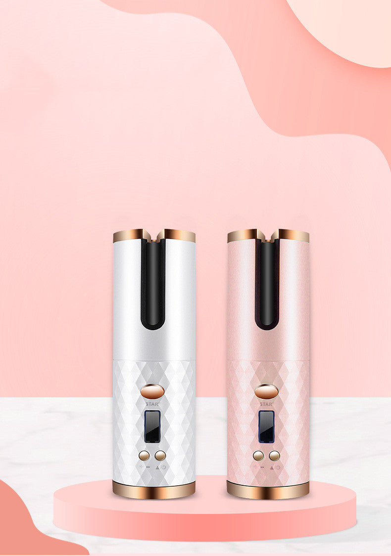 LuxuryGlow Cordless Automatic Hair Curler – Rechargeable Ceramic Curling Wand with LCD Display