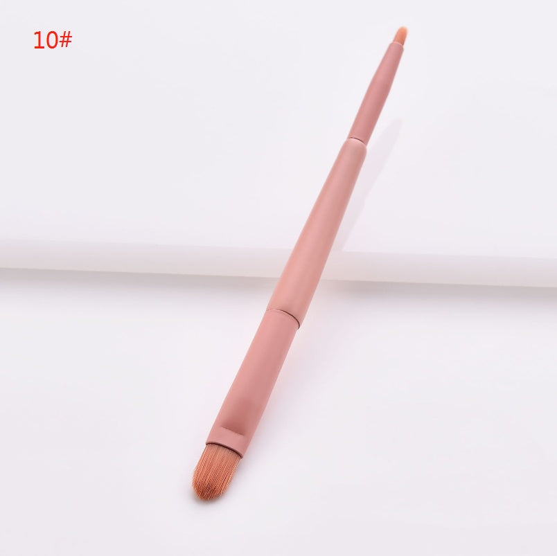Juego de 10 brochas de maquillaje premium LuxuryGlow: mango de madera y diseño de doble punta