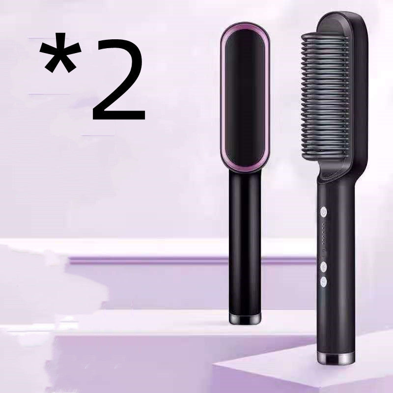 LuxuryGlow 2-in-1 Hair Straightener & Hot Comb – Negative Ion Curling Brush