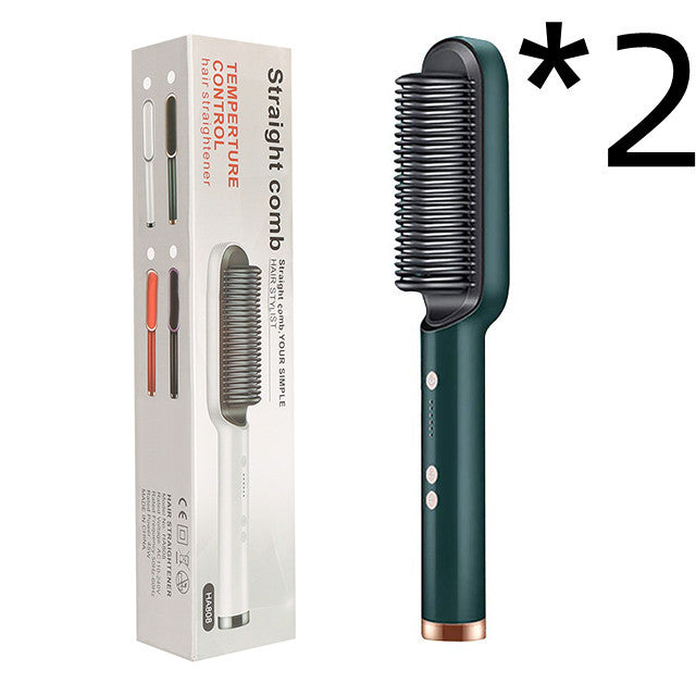 LuxuryGlow 2-in-1 Hair Straightener & Hot Comb – Negative Ion Curling Brush