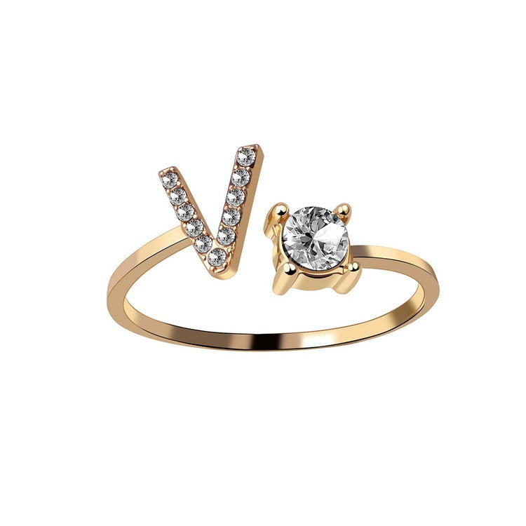 New Design Adjustable 26 Initial Letter Ring Fashion Jewelry For Women Simple Elegant Jewelry - LUXURY GLOW