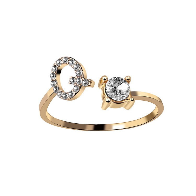 New Design Adjustable 26 Initial Letter Ring Fashion Jewelry For Women Simple Elegant Jewelry - LUXURY GLOW