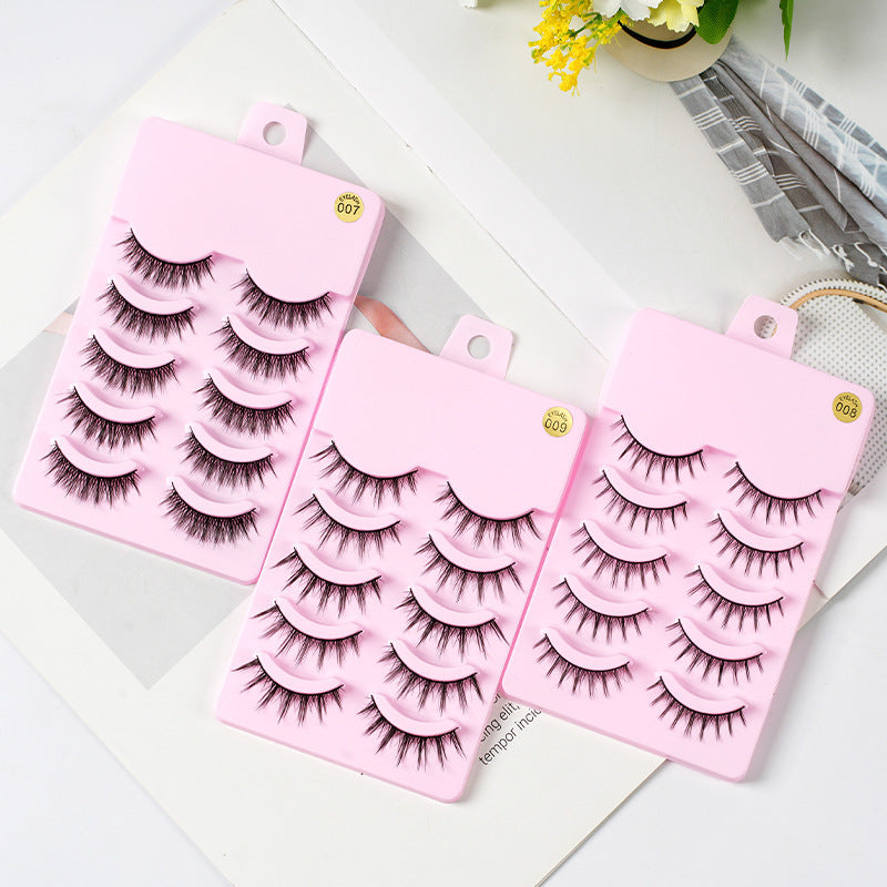 Pestañas Manga LuxuryGlow: 5 pares de pestañas postizas naturales y tenues para cosplay de anime