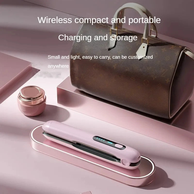 Plancha y rizador de pelo inalámbrico LuxuryGlow: 2 en 1 con USB