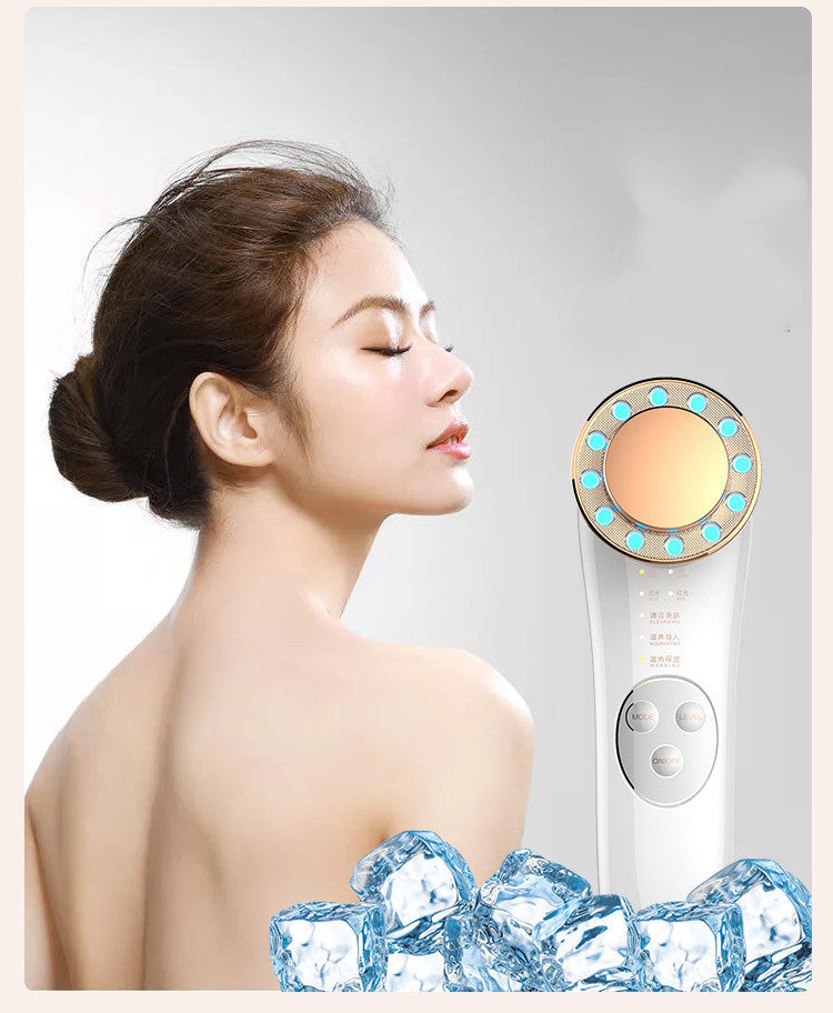 جهاز تدليك شد الوجه والبشرة 7 في 1 من LuxuryGlow مع تقنية LED وEMS