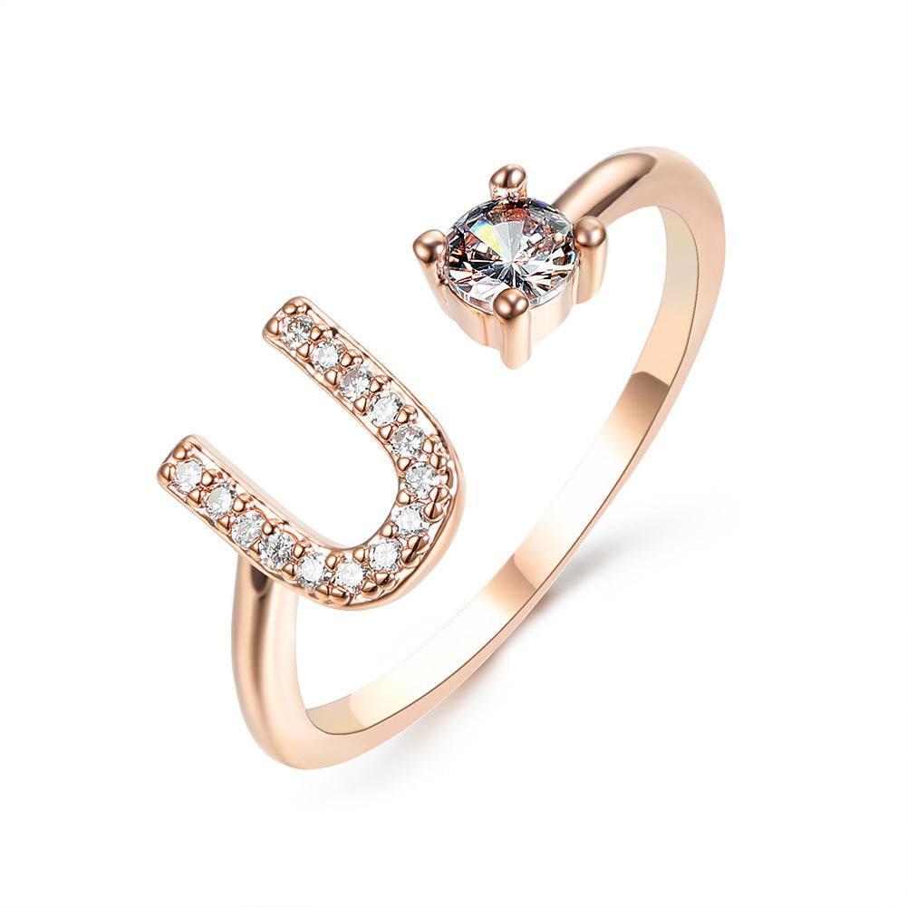 New Design Adjustable 26 Initial Letter Ring Fashion Jewelry For Women Simple Elegant Jewelry - LUXURY GLOW