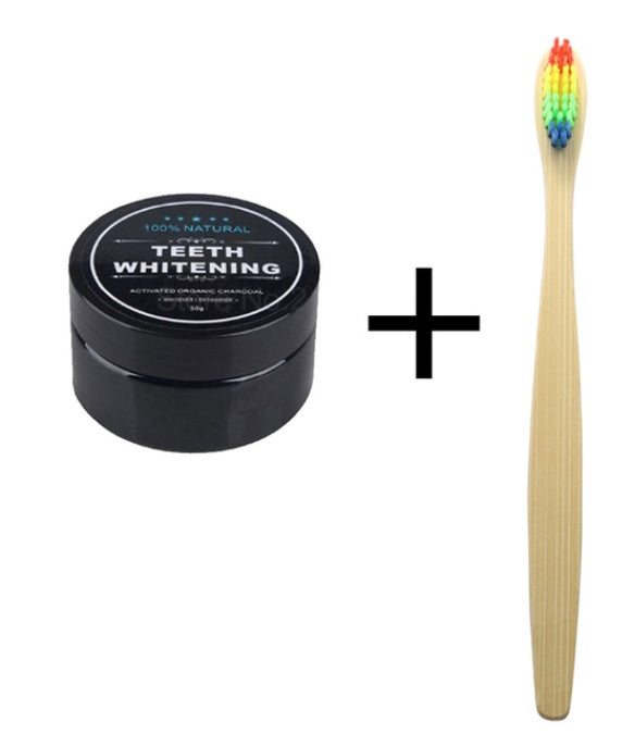 Polvo blanqueador dental de carbón activado LuxuryGlow: quitamanchas natural a base de coco