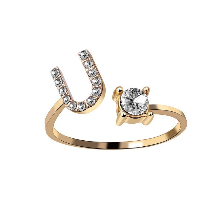 New Design Adjustable 26 Initial Letter Ring Fashion Jewelry For Women Simple Elegant Jewelry - LUXURY GLOW