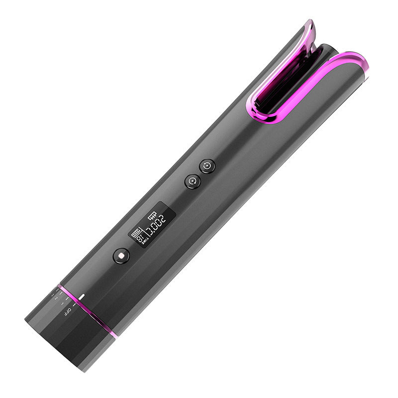 مكواة تجعيد الشعر الأوتوماتيكية اللاسلكية LuxuryGlow - قابلة لإعادة الشحن عبر USB، مصنوعة من السيراميك
