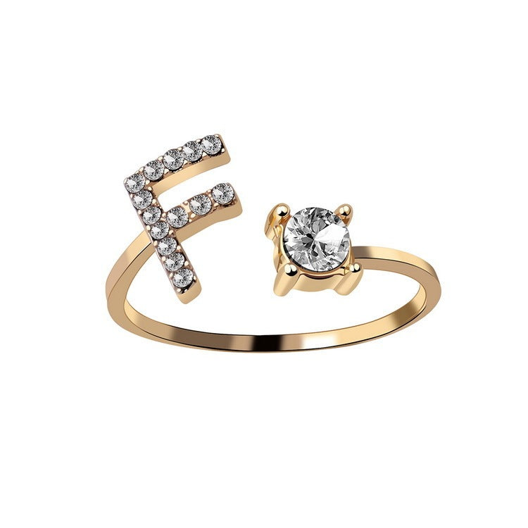 New Design Adjustable 26 Initial Letter Ring Fashion Jewelry For Women Simple Elegant Jewelry - LUXURY GLOW