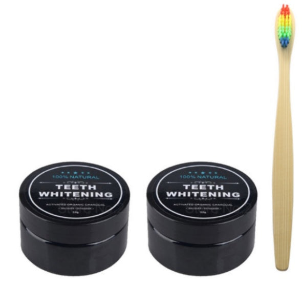 Polvo blanqueador dental de carbón activado LuxuryGlow: quitamanchas natural a base de coco