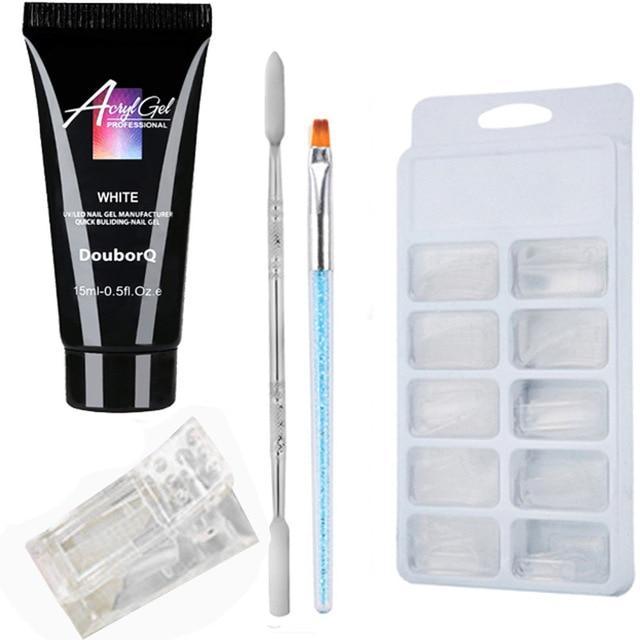 DouborQ DIY Nail Art Extension Kit – Gel Polish, Brushes & Nail Stickers Set