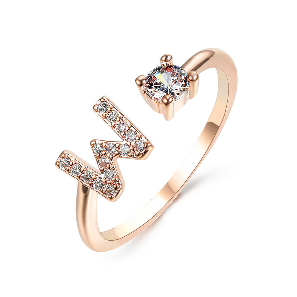 New Design Adjustable 26 Initial Letter Ring Fashion Jewelry For Women Simple Elegant Jewelry - LUXURY GLOW