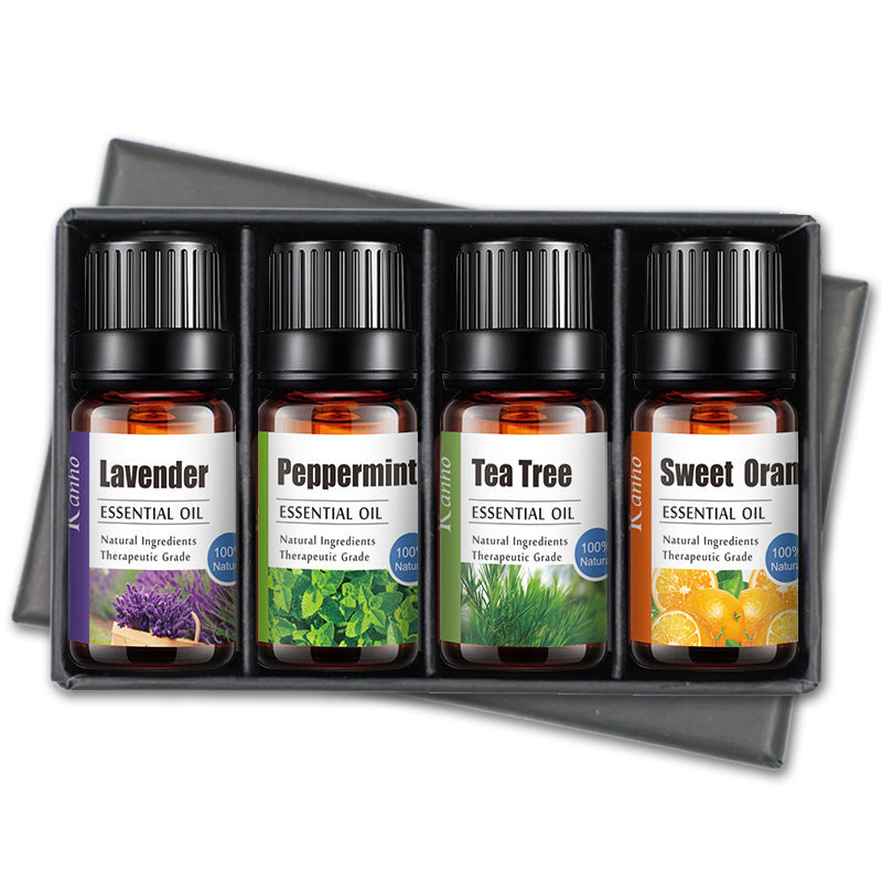 Set de 4 aceites esenciales K'anho: lavanda y manzanilla para masajes relajantes y aromaterapia