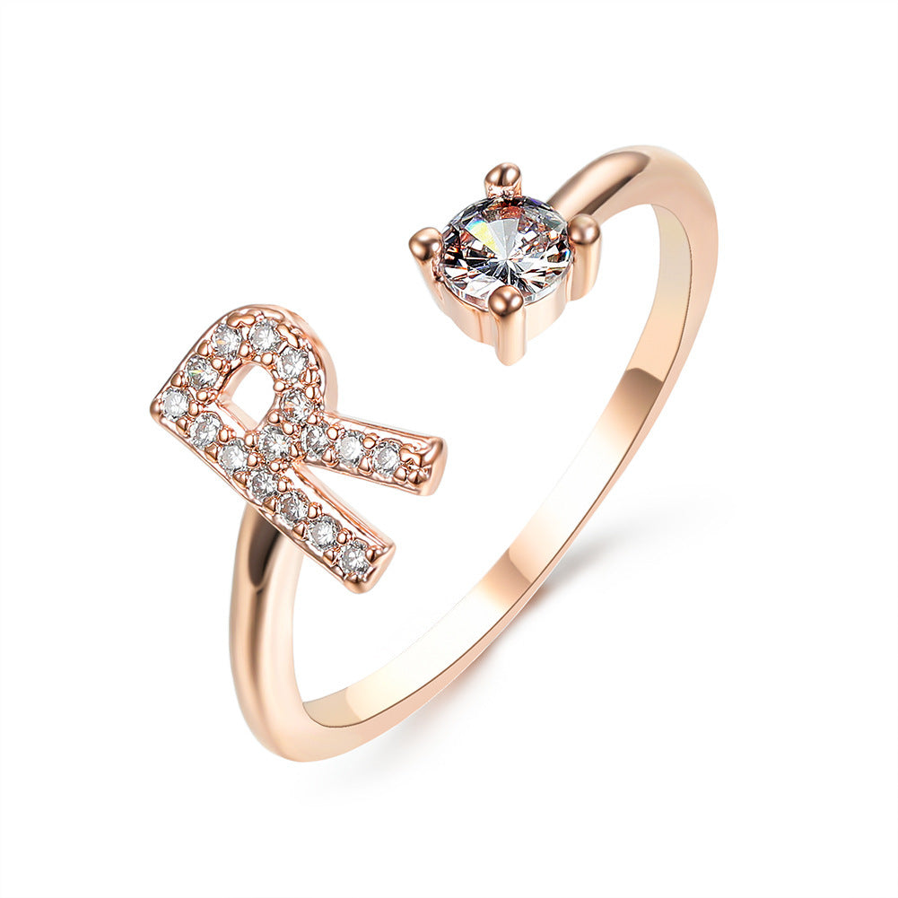 New Design Adjustable 26 Initial Letter Ring Fashion Jewelry For Women Simple Elegant Jewelry - LUXURY GLOW