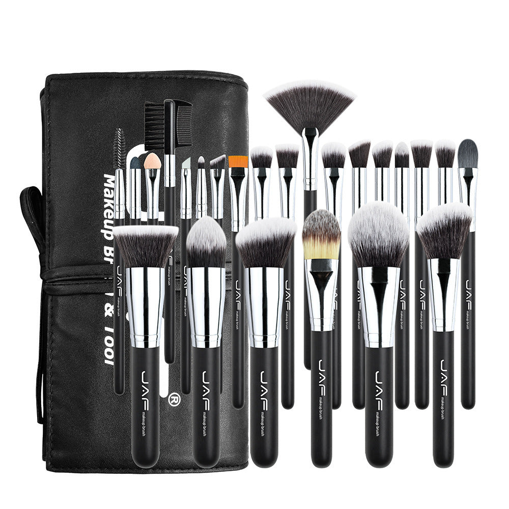 Juego de 24 brochas de maquillaje profesionales LuxuryGlow: cerdas suaves y estuche de viaje