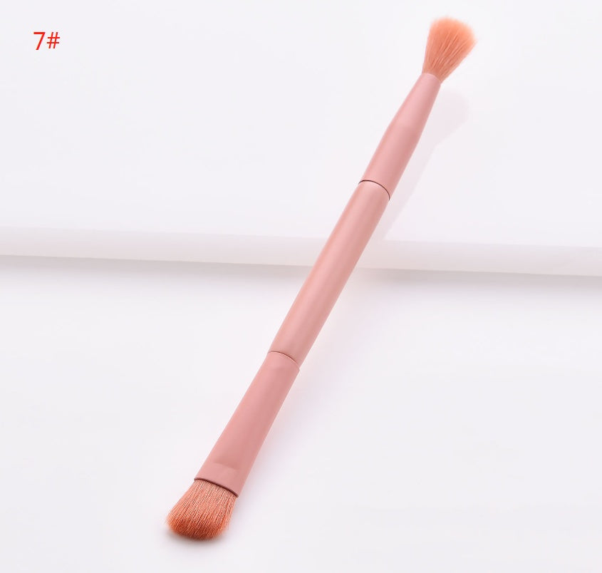 Juego de 10 brochas de maquillaje premium LuxuryGlow: mango de madera y diseño de doble punta