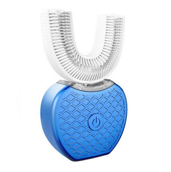 Cepillo de dientes eléctrico automático LuxuryGlow 360°: en forma de U, luz azul, resistente al agua y recargable por USB.