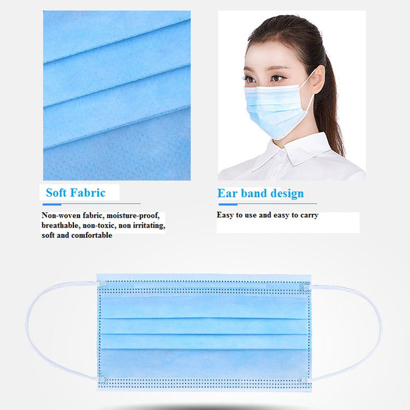 LuxuryGlow Disposable 3-Ply Medical Face Mask – Breathable Surgical Mask with Ear Loops