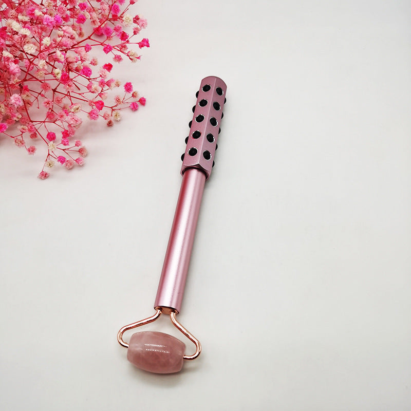 مجموعة بكرات تدليك الوجه والجسم من LuxuryGlow 4 في 1 من اليشم الطبيعي والجرمانيوم