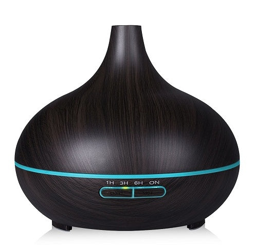 موزع روائح عطرية بالموجات فوق الصوتية من LuxuryGlow Wood Grain مع جهاز تحكم عن بعد - مرطب 550 مل