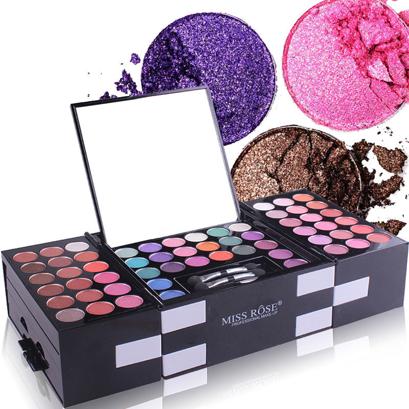 Kit de maquillaje todo en uno MISS ROSE de 144 colores: paleta de sombras de ojos, rubor y cejas