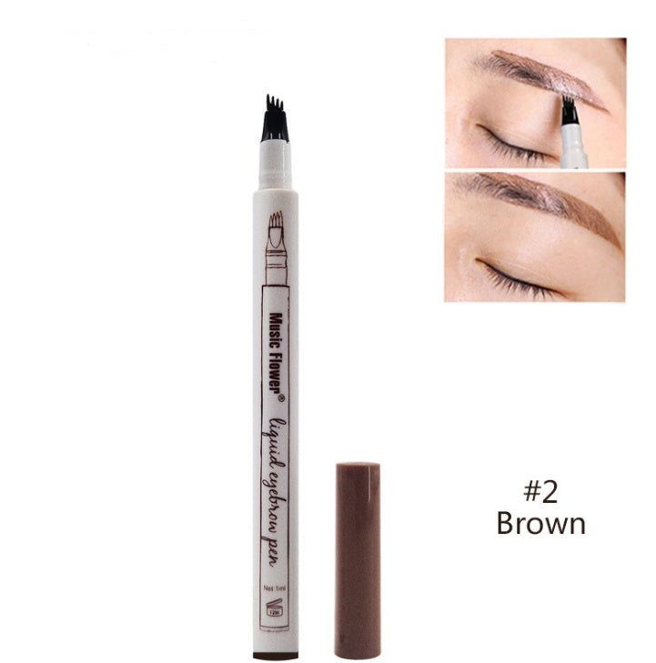 Lápiz de tatuaje para cejas LuxuryGlow resistente al agua de 4 puntas: tinte natural para cejas