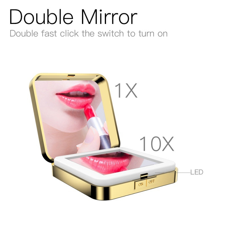 LuxuryGlow Rechargeable LED Makeup Mirror with 4X Magnification & 3 Light Modes