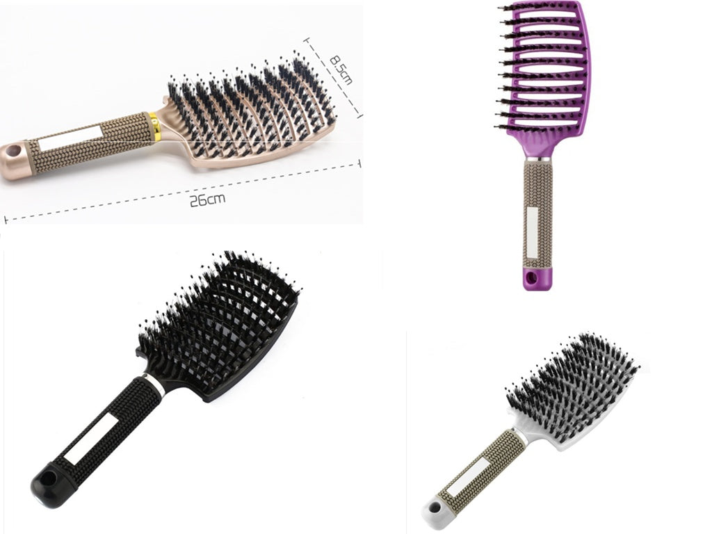Cepillo desenredante antienredos LuxuryGlow: masajeador del cuero cabelludo y peine de cerdas para mujeres