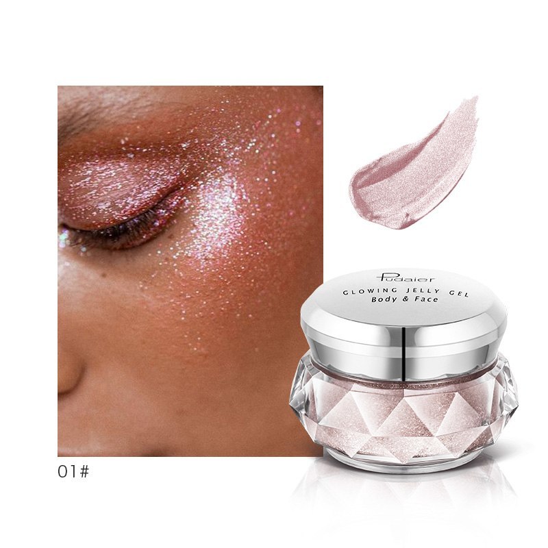 Pudaier Waterproof Face & Body Highlighter Gel – Festival Glow & Eyeshadow Jelly