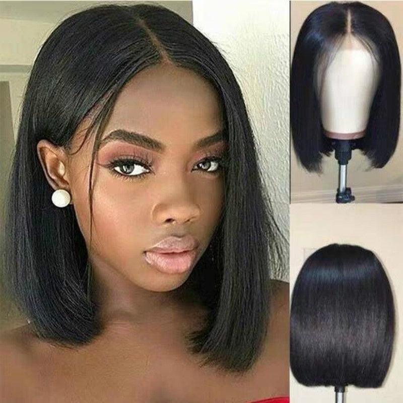 باروكة شعر بوب قصيرة من LuxuryGlow للنساء - مظهر برازيلي طبيعي على طراز ريمي (أسود/بني)