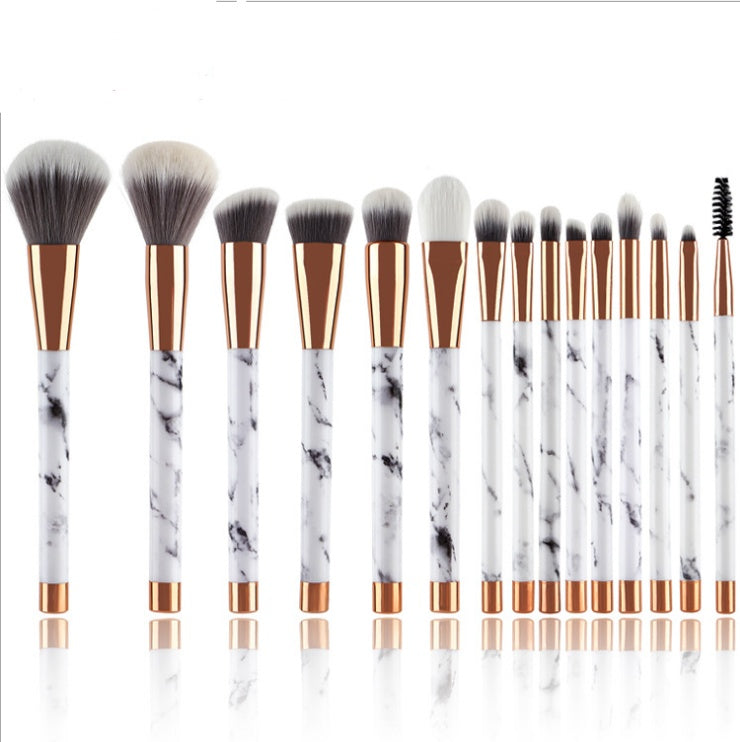 LuxuryGlow 11-Piece Marble Makeup Brush Set – Foundation, Eyeshadow, Contour & More