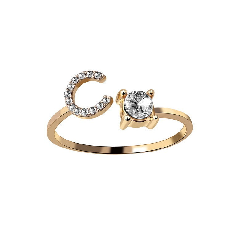 New Design Adjustable 26 Initial Letter Ring Fashion Jewelry For Women Simple Elegant Jewelry - LUXURY GLOW