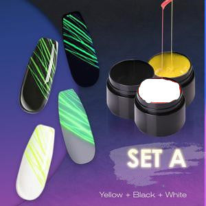 Set de geles de uñas LuxuryGlow Luminous Spider: gel UV con efecto de dibujo para decoración de uñas