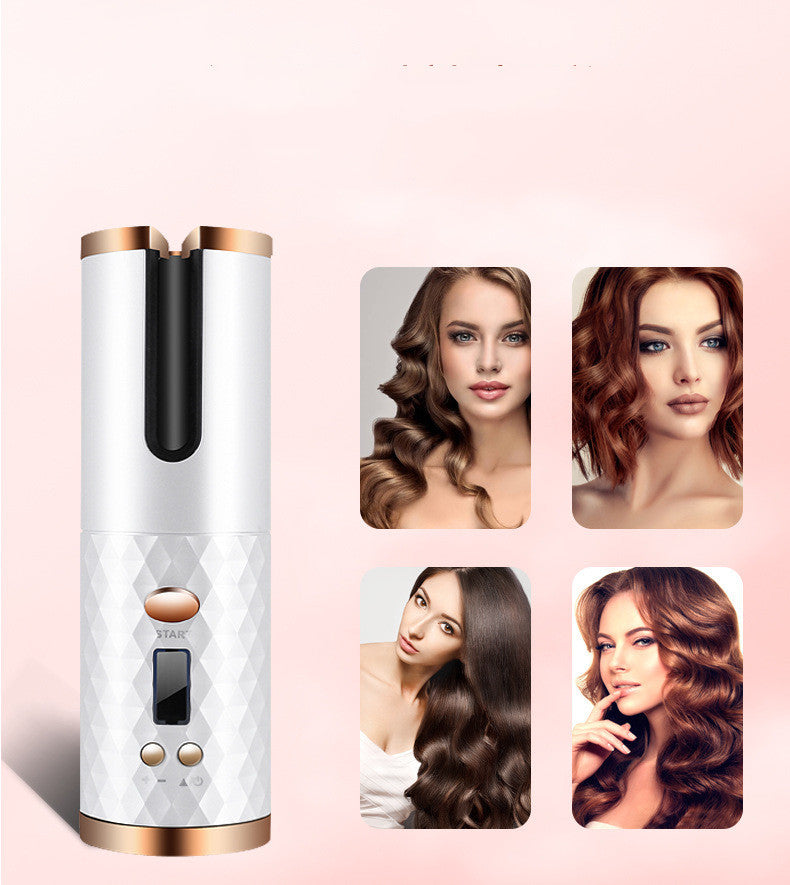 LuxuryGlow Cordless Automatic Hair Curler – Rechargeable Ceramic Curling Wand with LCD Display