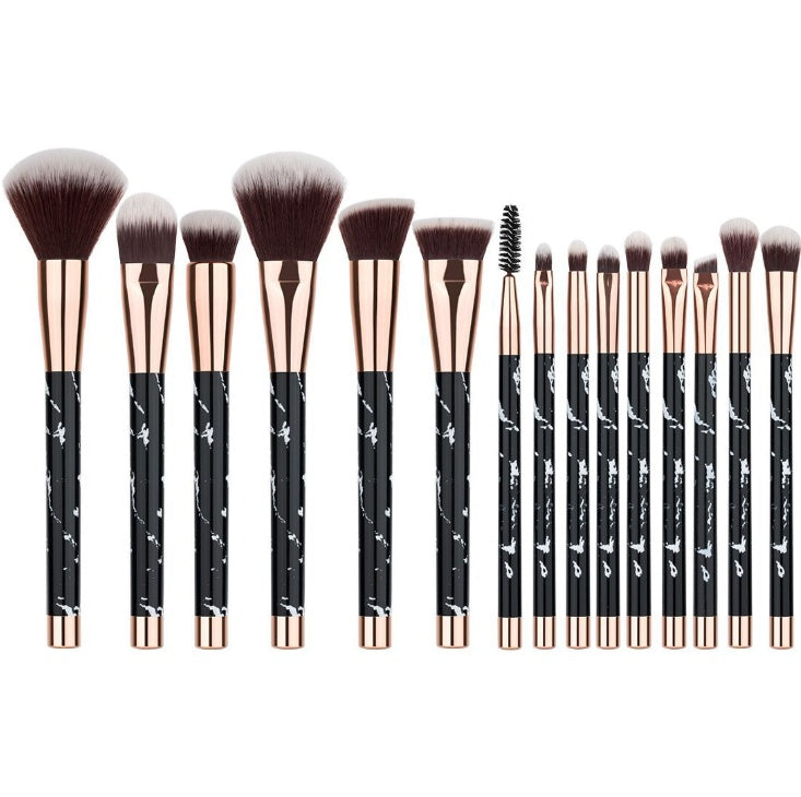 LuxuryGlow 11-Piece Marble Makeup Brush Set – Foundation, Eyeshadow, Contour & More