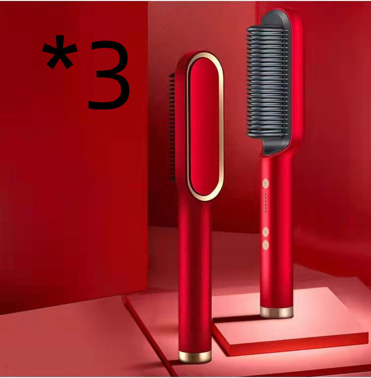 LuxuryGlow 2-in-1 Hair Straightener & Hot Comb – Negative Ion Curling Brush
