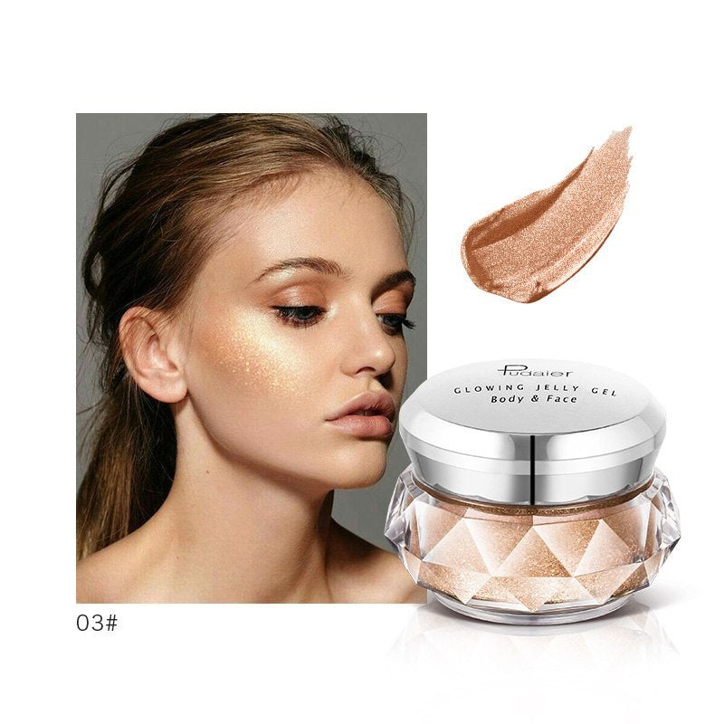 Pudaier Waterproof Face & Body Highlighter Gel – Festival Glow & Eyeshadow Jelly
