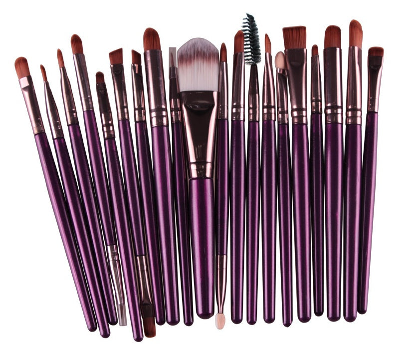 مجموعة فرش مكياج احترافية من LuxuryGlow، 5 في 1 - فرش بودرة، أحمر خدود، وظلال عيون
