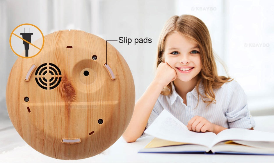 موزع روائح عطرية بالموجات فوق الصوتية من LuxuryGlow Wood Grain مع جهاز تحكم عن بعد - مرطب 550 مل