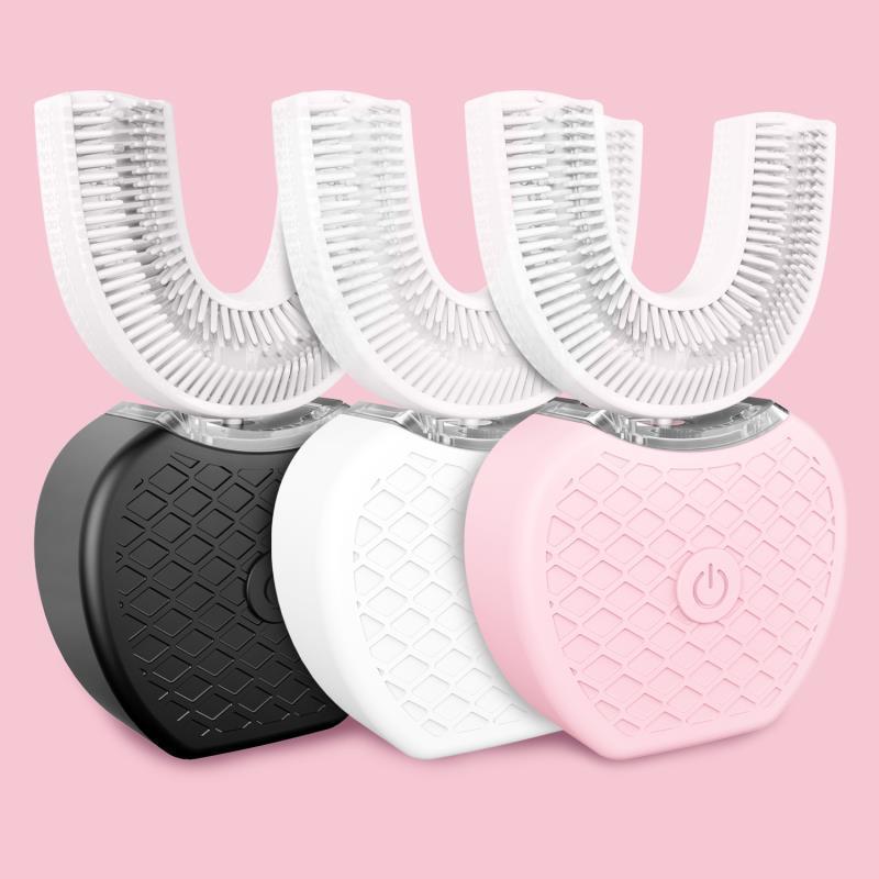 Cepillo de dientes eléctrico automático LuxuryGlow 360°: en forma de U, luz azul, resistente al agua y recargable por USB.