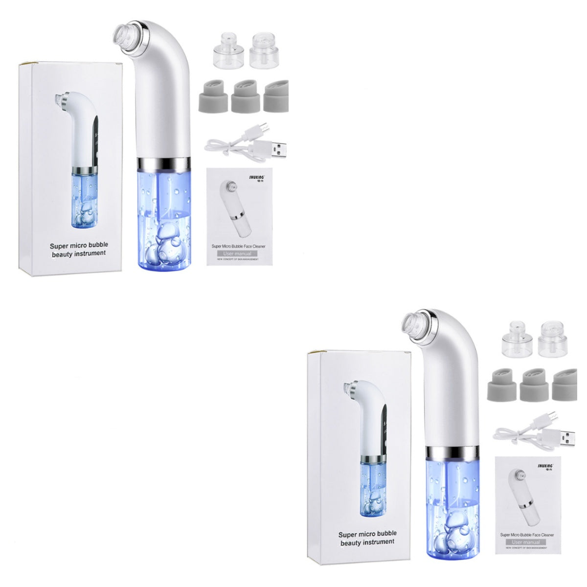 Aspiradora recargable LuxuryGlow para eliminar puntos negros: 5 niveles de succión y 6 sondas