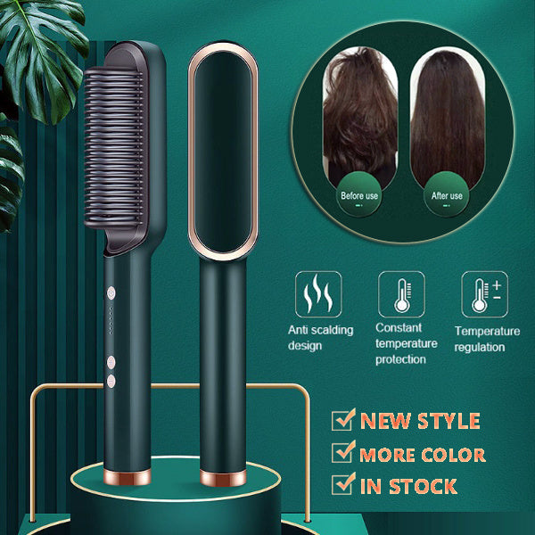 LuxuryGlow 2-in-1 Hair Straightener & Hot Comb – Negative Ion Curling Brush